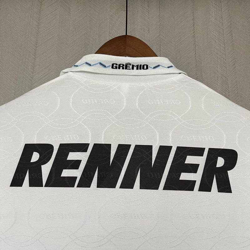 Retro Grêmio 1995/96 Away - Branco com detalhes azul e preto