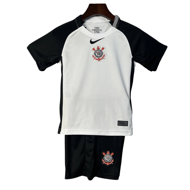 Kit Infantil Corinthians Home 25/26 - Branca e preta