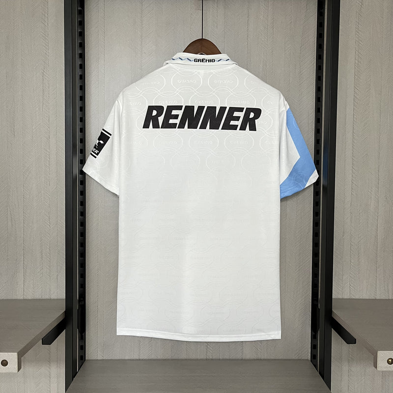 Retro Grêmio 1995/96 Away - Branco com detalhes azul e preto
