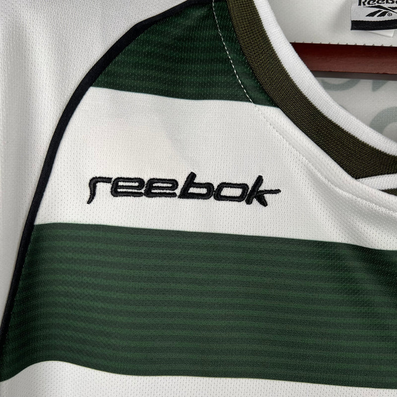 Camisa Retrô Sporting Lisboa I 2001/2003 - Torcedor - Branca com detalhes em verde