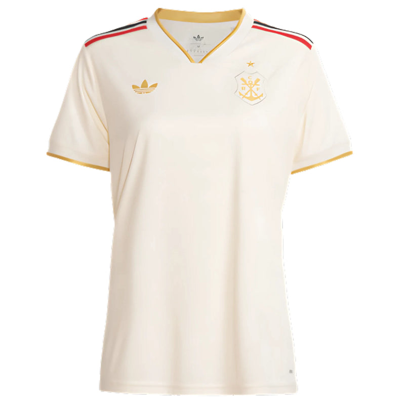 Camisa Flamengo III 25/26 - Torcedor Feminina - Bege com detalhes dourados