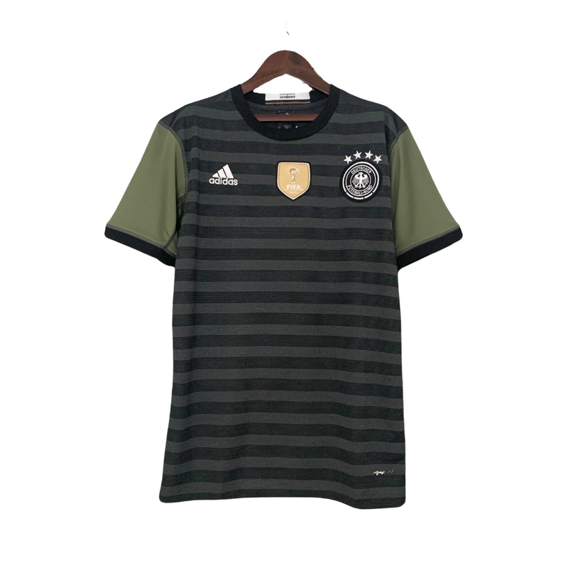 Camisa Retrô Seleção da Alemanha II 2016 - Masculina - Preta com detalhes em verde