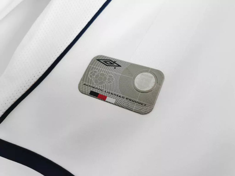 Camisa Seleção Inglaterra Retrô Manga Longa 2002 - Torcedor Masculina - Branco