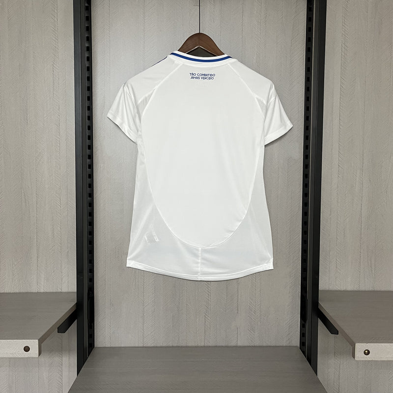 Camisa Cruzeiro II 25/26 - Torcedor Feminina - Branca com detalhes em azul