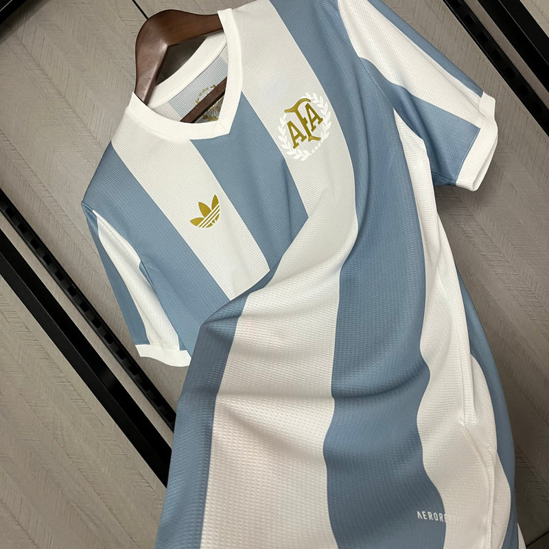 Camisa Aniversário Seleção Argentina 24/25 - Torcedor Masculina - Azul e branco