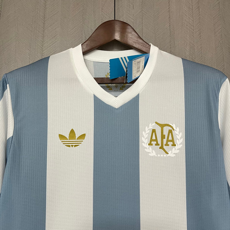 Camisa Aniversário Seleção Argentina 24/25 - Torcedor Masculina - Azul e branco