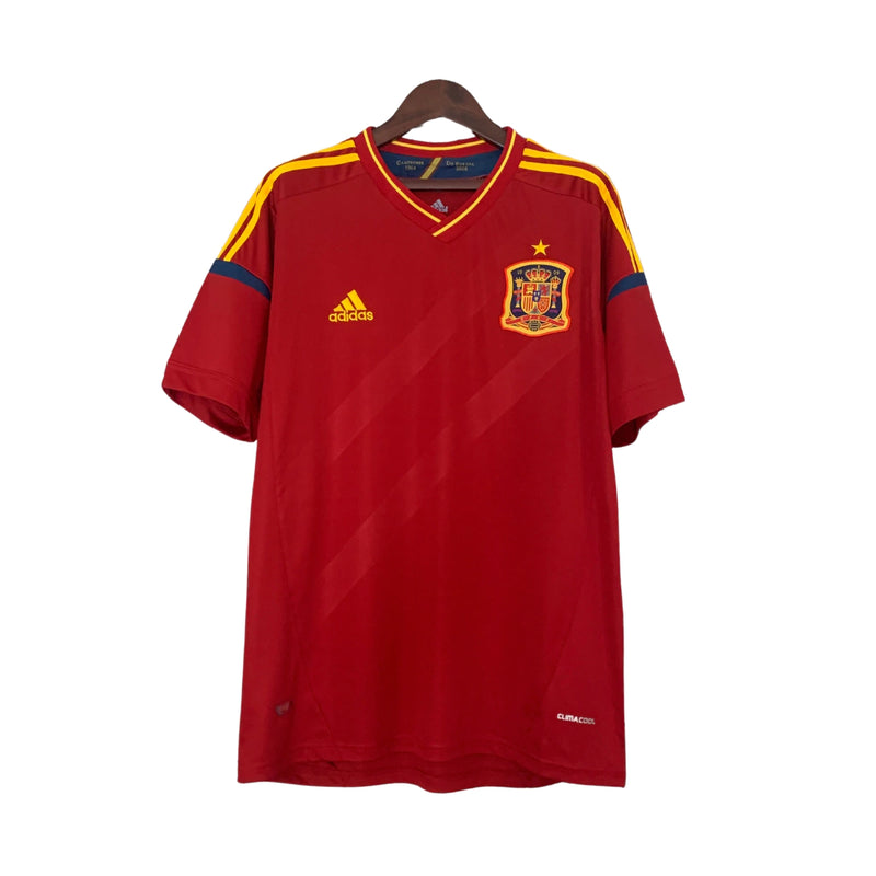 Camisa Retrô Seleção da Espanha I 2012 - Masculina - Vermelha com detalhes em amarelo