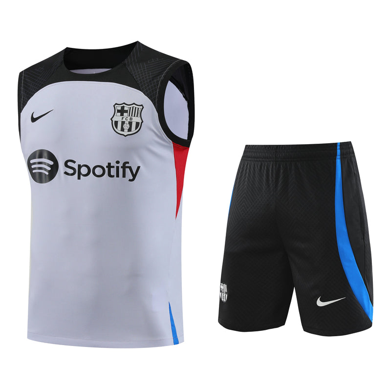 Kit Treino Barcelona 23/24 Nike - Branca com Preto