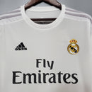Camisa Retrô Real Madrid I 15/16 - Masculina - Branca com detalhes em cinza
