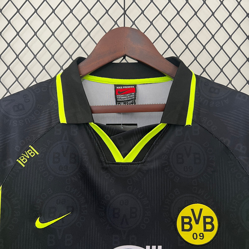 Camisa Retrô Borussia Dortmund 96/97 Away - Preta e Amarela