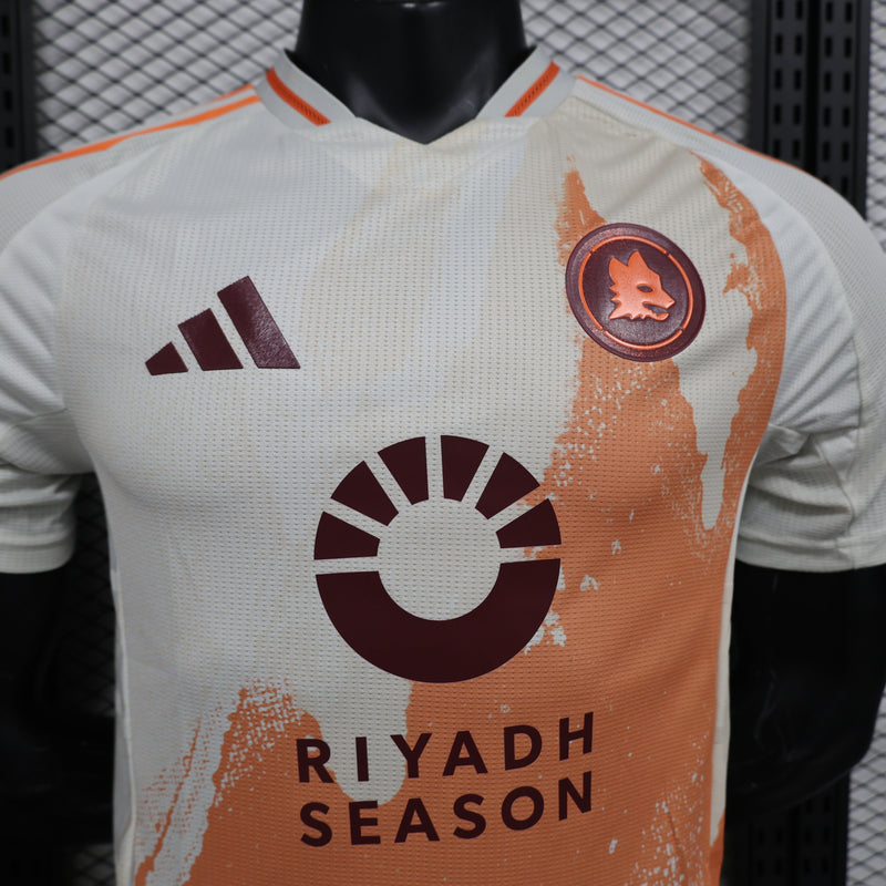 Camisa Roma Away 2024/25 Jogador Adidas Masculino - Branca e Laranja