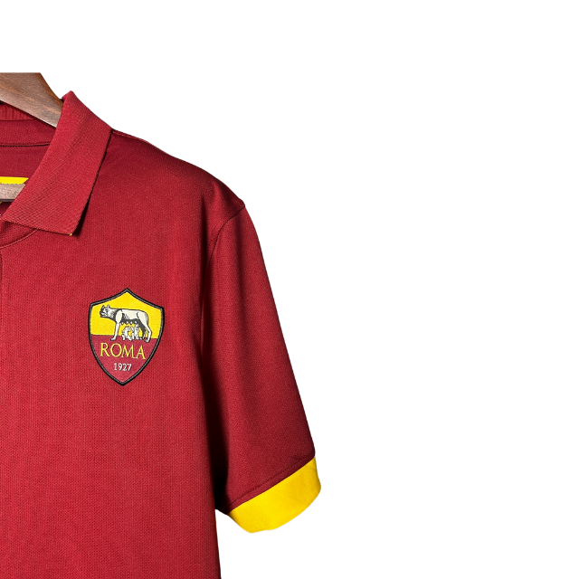 Camisa Roma Retrô Home 14/15 - Torcedor - Vinho com detalhes amarelo