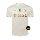 Camisa Napoli Away 25/26 - Torcedor EA7 Masculinon - Branca e dourada