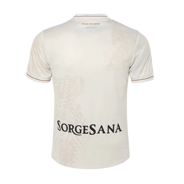 Camisa Napoli Away 25/26 - Torcedor EA7 Masculinon - Branca e dourada
