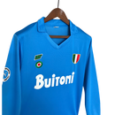 Camisa Retrô Napoli I 1987/88 - Manga Longa - Ennere Masculina - Azul