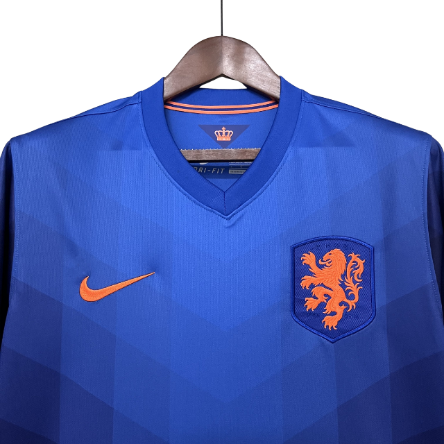 Camisa Retrô Seleção da Holanda II 2014    - Torcedor Masculina - Azul com detalhes em laranja