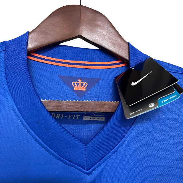 Camisa Retrô Seleção da Holanda II 2014    - Torcedor Masculina - Azul com detalhes em laranja