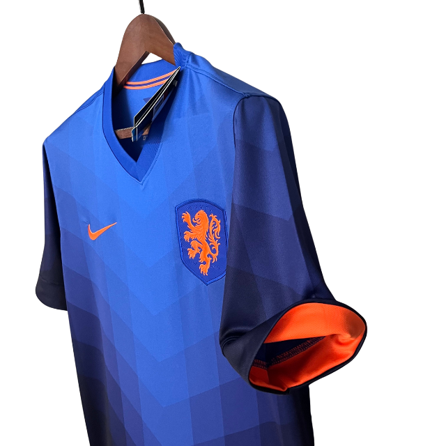 Camisa Retrô Seleção da Holanda II 2014    - Torcedor Masculina - Azul com detalhes em laranja