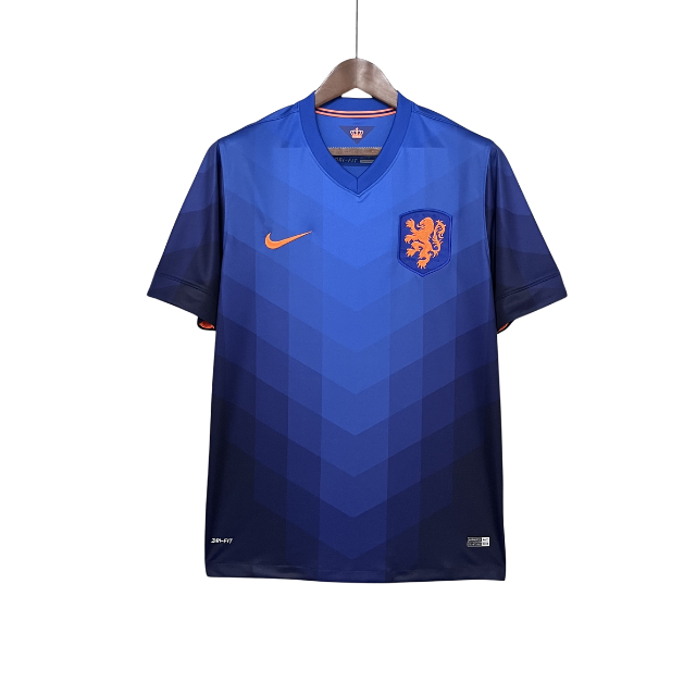 Camisa Retrô Seleção da Holanda II 2014    - Torcedor Masculina - Azul com detalhes em laranja