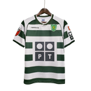 Camisa Retrô Sporting Lisboa I 2001/2003 - Torcedor - Branca com detalhes em verde