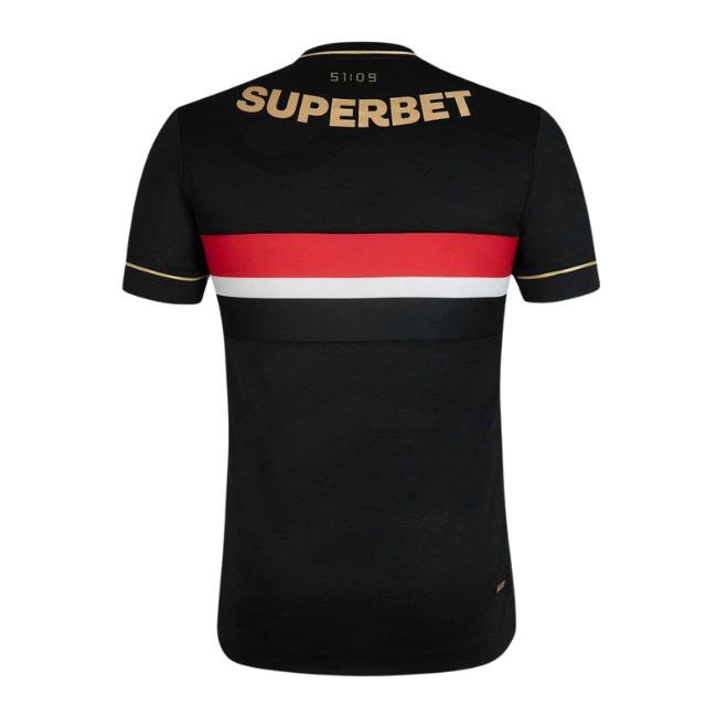 Camisa São Paulo Third 25/26 preta e dourada vista de costas