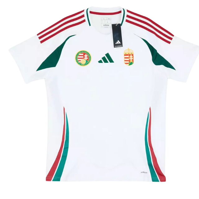 Camisa Seleção Hungria I 24/25 - Torcedor Adidas Masculina - Branca com detalhes verde e vermelho