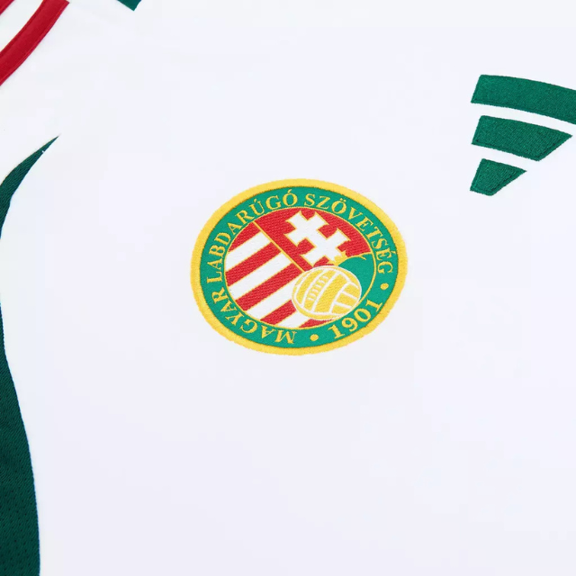 Camisa Seleção Hungria I 24/25 - Torcedor Adidas Masculina - Branca com detalhes verde e vermelho