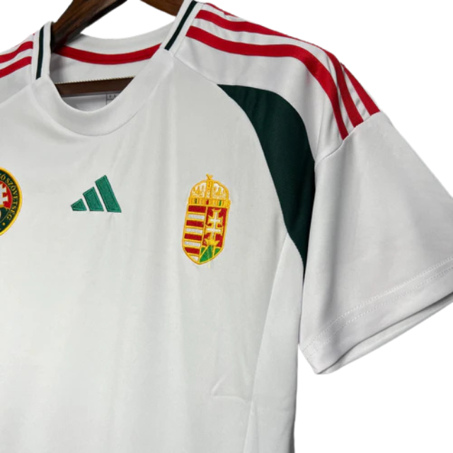 Camisa Seleção Hungria I 24/25 - Torcedor Adidas Masculina - Branca com detalhes verde e vermelho