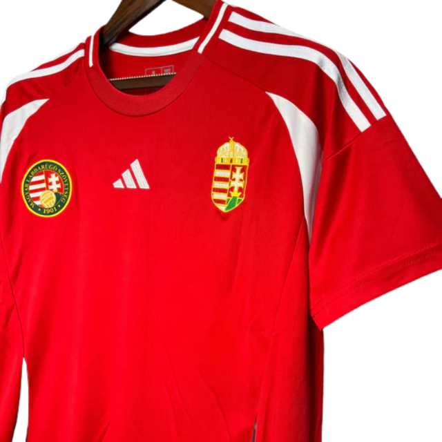 Camisa Seleção Hungria I 24/25 - Torcedor Masculina - Vermelha com detalhes em branco