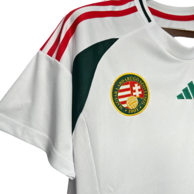 Camisa Seleção Hungria I 24/25 - Torcedor Adidas Masculina - Branca com detalhes verde e vermelho
