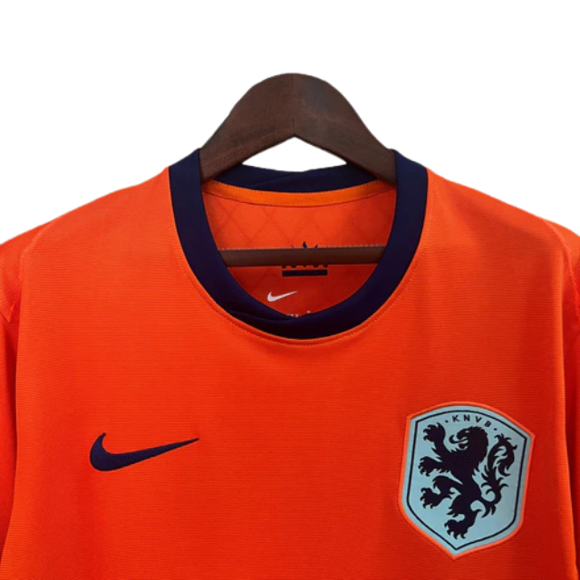 Camisa Seleção da Holanda I 24/25 - Torcedor Masculina - Laranja com detalhes em azul