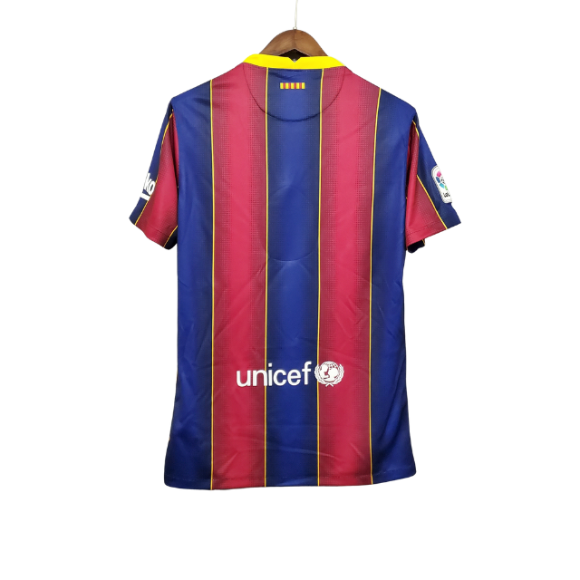 Camisa Retrô Barcelona Home 20/21 Torcedor Masculina - Azul e Grená