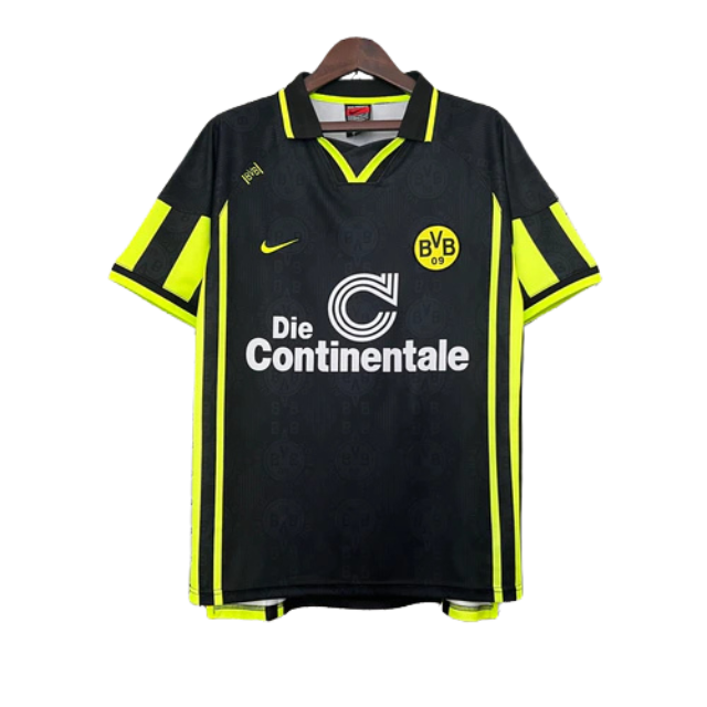 Camisa Retrô Borussia Dortmund 96/97 Away - Preta e Amarela