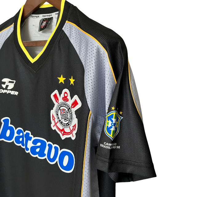 Camisa Retrô Corinthians III 1999 - Masculina - Preta com detalhes em amarelo e cinza