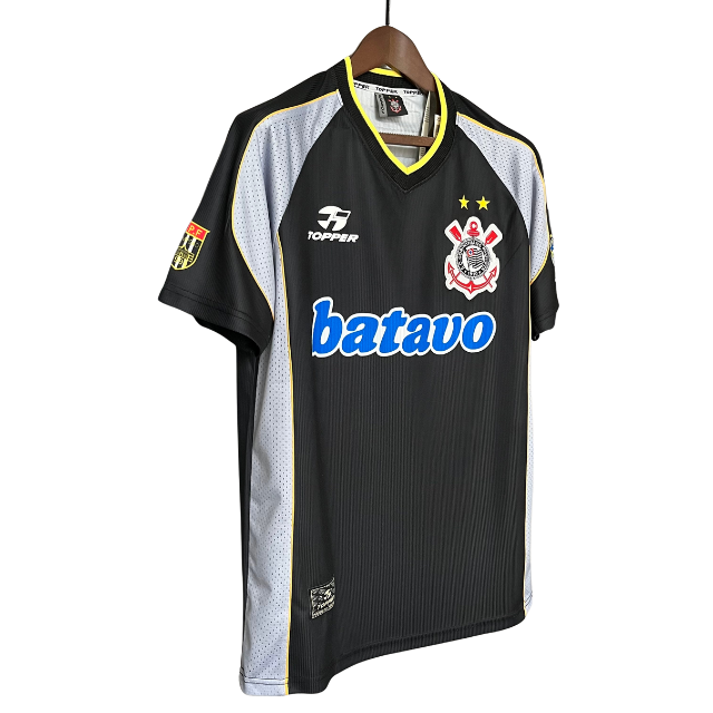 Camisa Retrô Corinthians III 1999 - Masculina - Preta com detalhes em amarelo e cinza