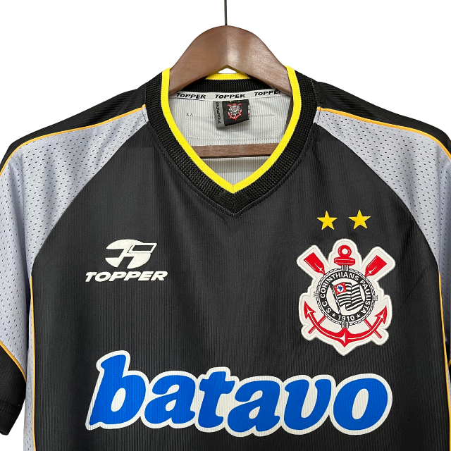 Camisa Retrô Corinthians III 1999 - Masculina - Preta com detalhes em amarelo e cinza
