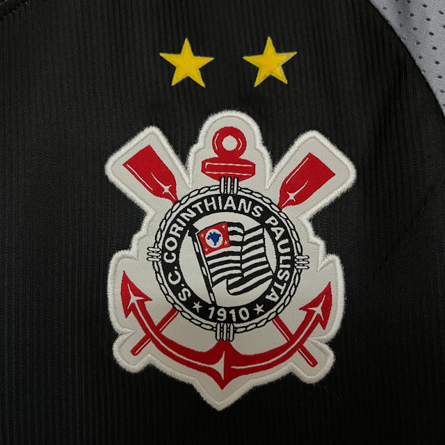Camisa Retrô Corinthians III 1999 - Masculina - Preta com detalhes em amarelo e cinza