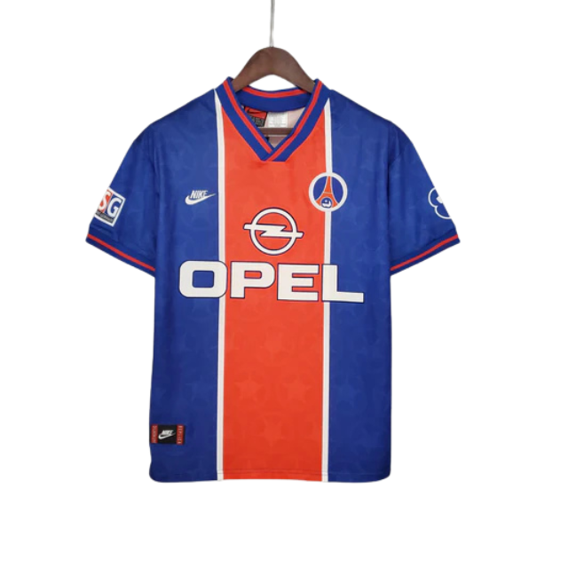 Camisa Retrô Paris Saint-Germain I 1995/96 - Torcedor Masculina -  azul e vermelha