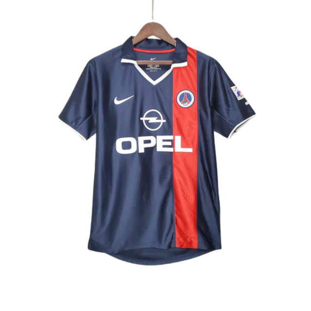 Camisa Retrô Paris Saint-Germain I 2001/02 - Torcedor Masculina -  azul e vermelha
