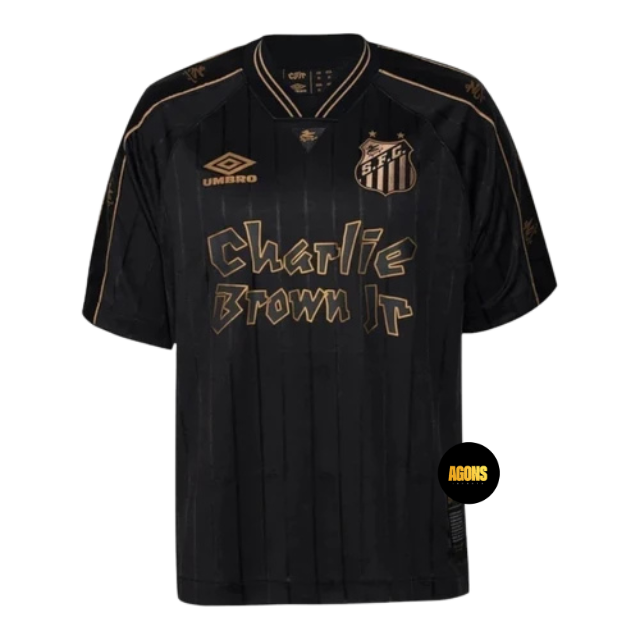 Camisa Santos Charlie Brown Jr 2024/25 -UMBRO Preto e dourado - Torcedor Masculina