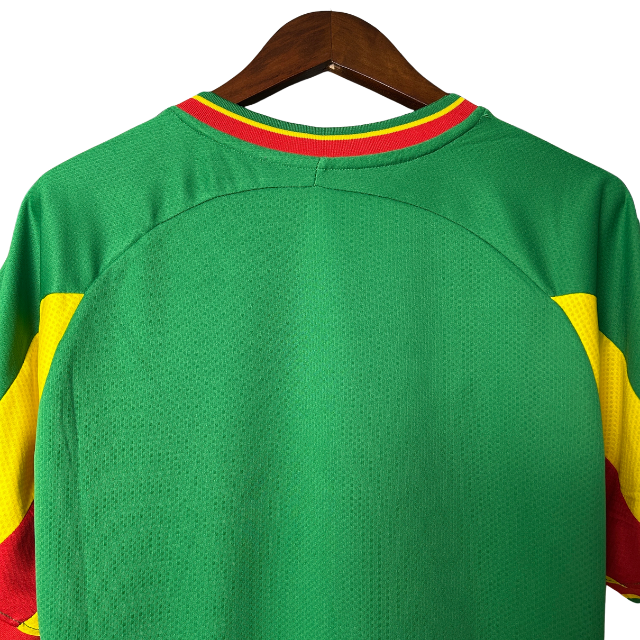 Camisa Retrô Seleção Senegal 2002 Away -Verde com detalhes vermelho e amarelo