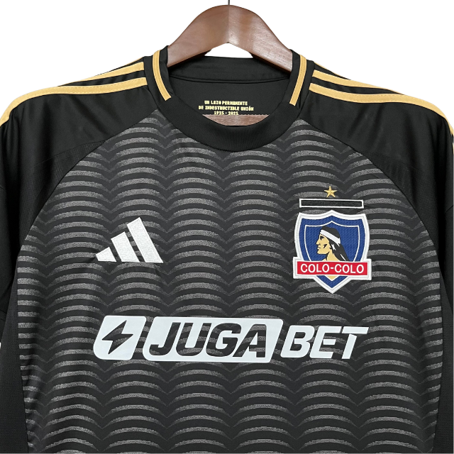 Camisa Colo Colo do Chile Away 25/26 - Torcedor Masculina - Preto com detalhes dourado