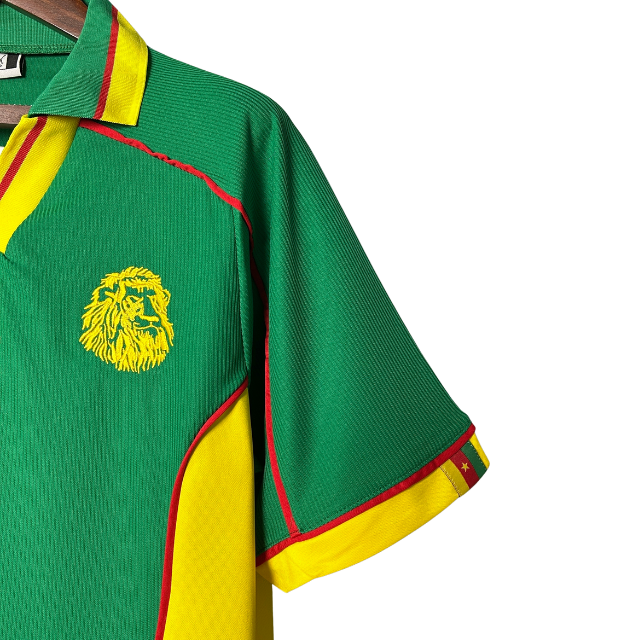 Camisa Retrô Seleção Camarões 1998 Home - Verde e amarela