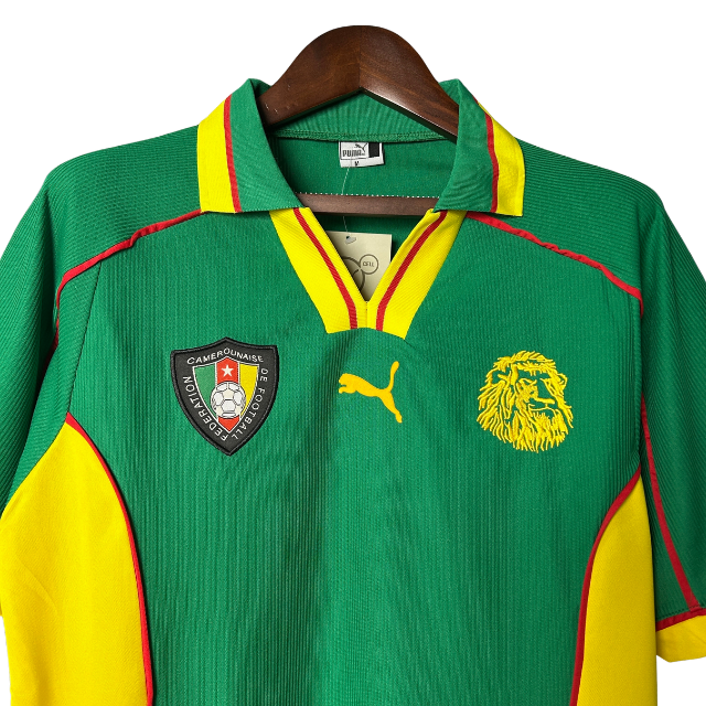 Camisa Retrô Seleção Camarões 1998 Home - Verde e amarela
