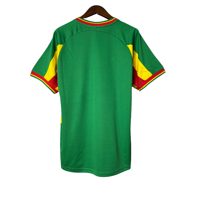 Camisa Retrô Seleção Senegal 2002 Away -Verde com detalhes vermelho e amarelo