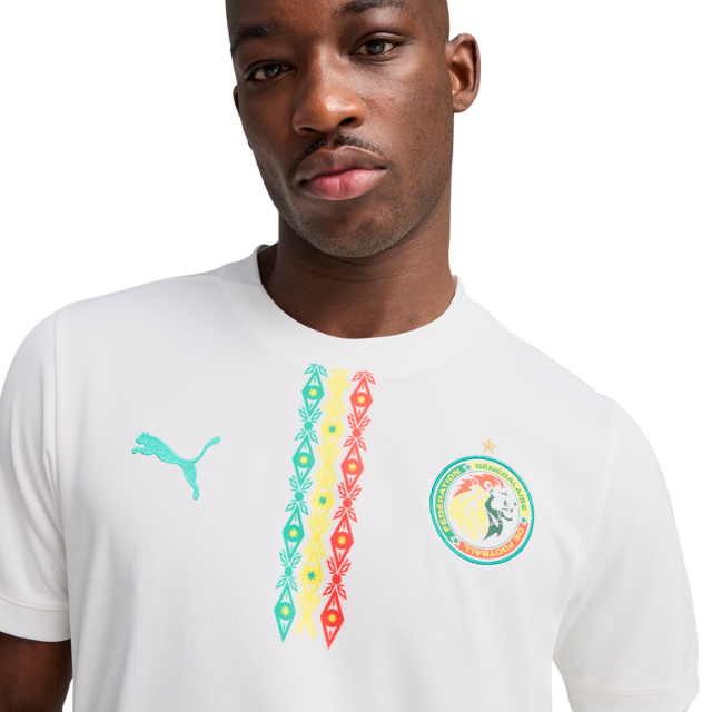 Camisa Senegal  I 25/26 - Torcedor Masculina - Branca com detalhes em verde