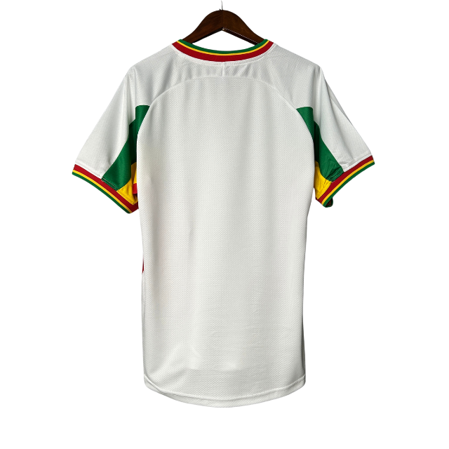 Camisa Retrô Seleção Senegal 2002 Home - Branca com detalhes amarelo e vermelho