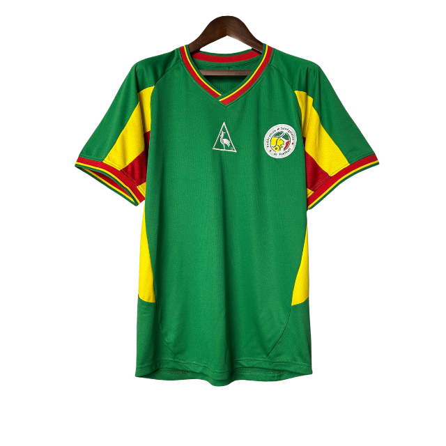Camisa Retrô Seleção Senegal 2002 Away -Verde com detalhes vermelho e amarelo