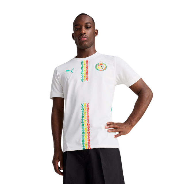 Camisa Senegal  I 25/26 - Torcedor Masculina - Branca com detalhes em verde