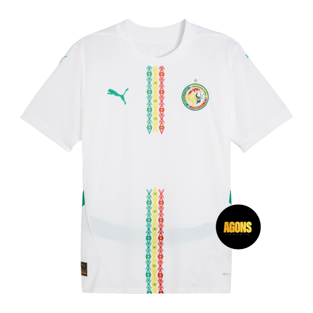 Camisa Senegal  I 25/26 - Torcedor Masculina - Branca com detalhes em verde